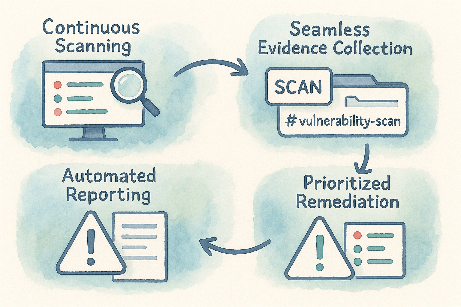 Watercolor illustration of compliance workflow